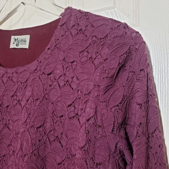 Show Me Your Mumu Tyler Tunic Crochet Lace Purple Long Sleeve Womens Medium - Picture 2 of 8